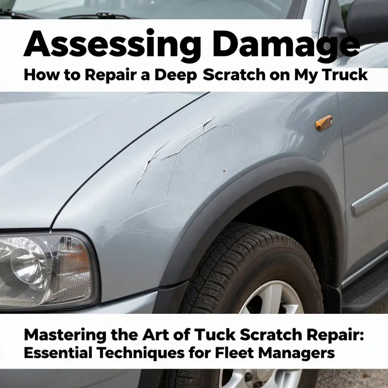A truck showcasing a deep scratch that needs to be assessed for potential rust damage.