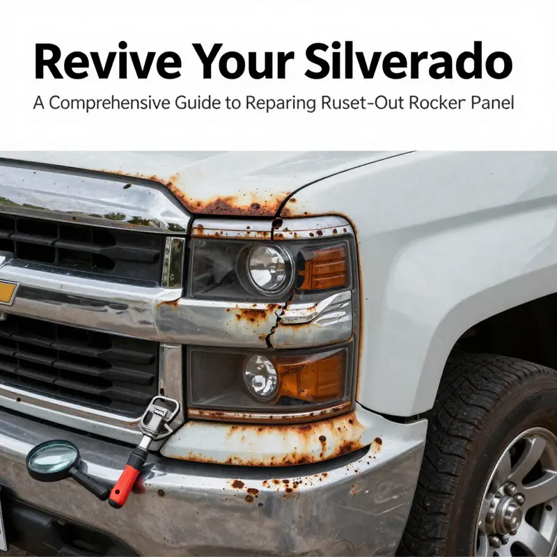 Thorough assessment of rust damage on a Chevrolet Silverado rocker panel, highlighting critical rust areas.