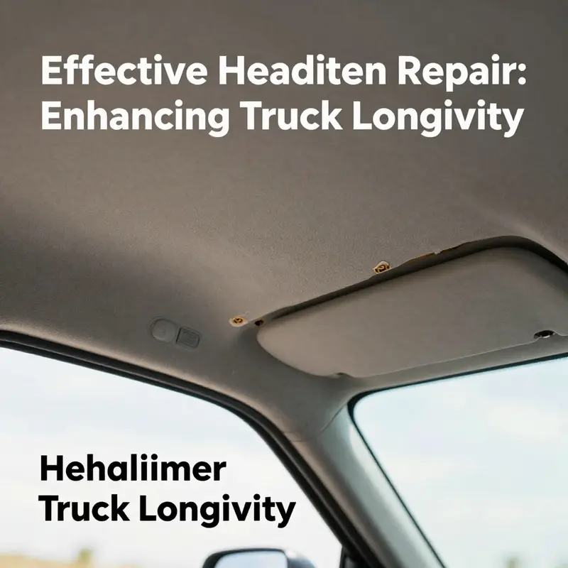 Visual assessment of truck headliner damage, indicating areas of concern for repairs.