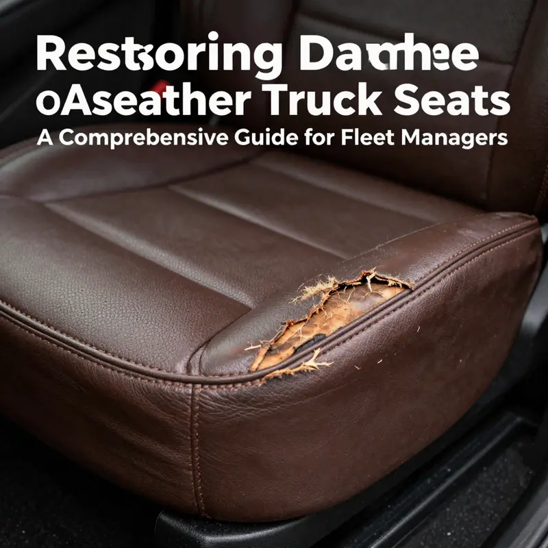 An evaluation of a torn leather truck seat showcases damage that requires careful assessment for effective repair.