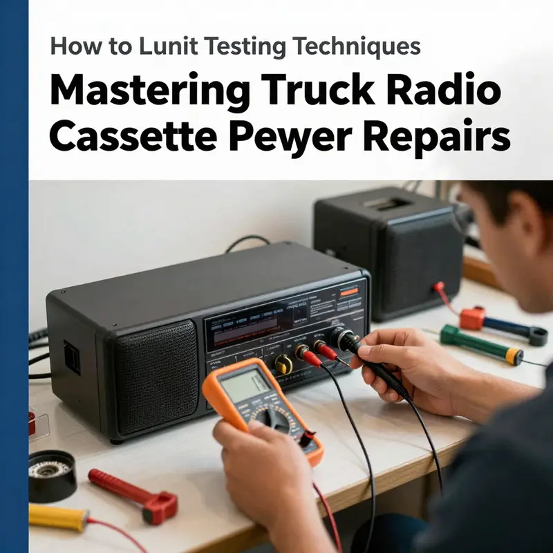 Technician performing a basic signal and volume check on a truck’s radio.