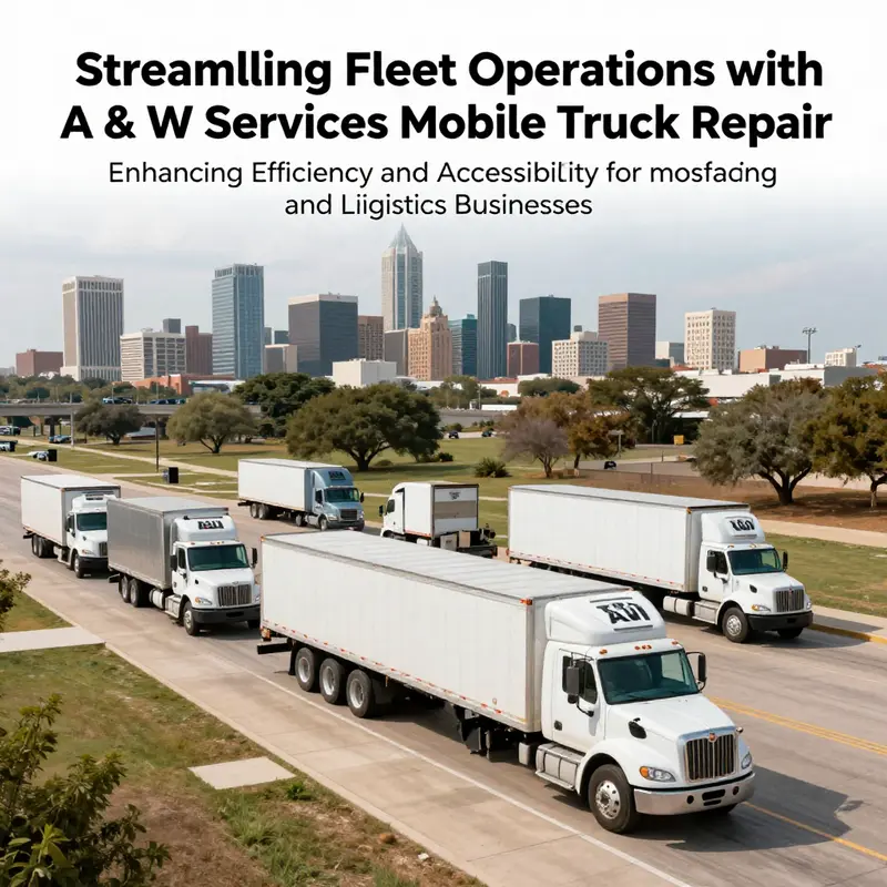 A fleet of A & W mobile truck repair vehicles in action in the Dallas-Fort Worth area.