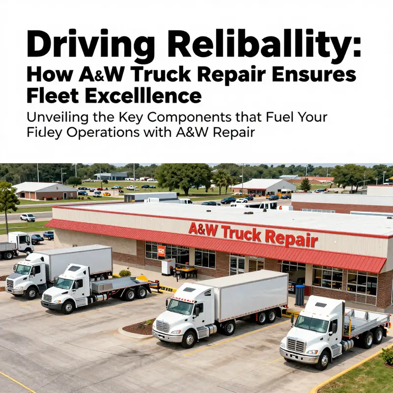 A broad view of A&W Truck Repair with multiple trucks being serviced, illustrating a busy automotive repair environment.