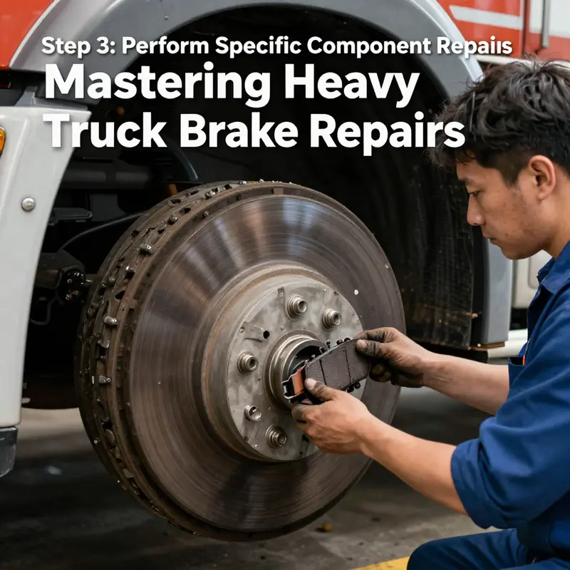 A thorough safety assessment before initiating brake repairs on a heavy truck.