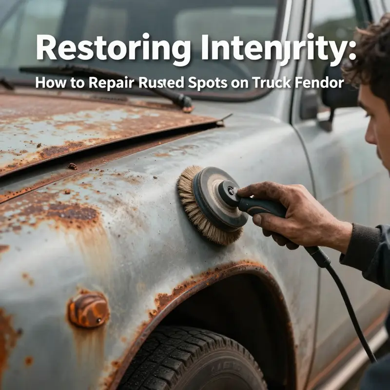Assessment of rust damage on a truck fender, a critical first step in the repair process.