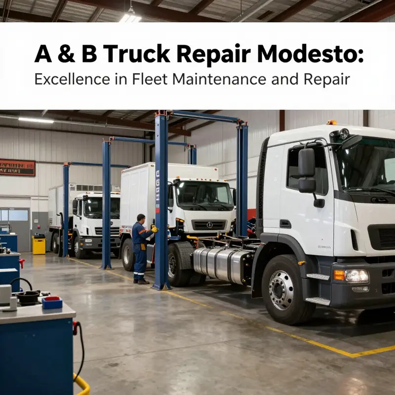 A skilled technician working diligently on a truck at A & B Truck Repair Modesto.