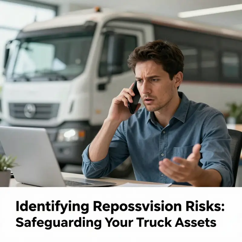 A fleet manager meticulously reviewing loan agreements and credit reports.