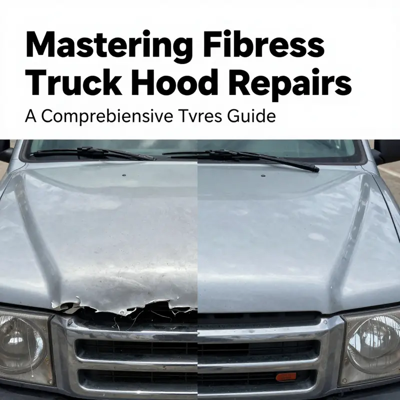 A technician applying resin to a cracked fiberglass truck hood, demonstrating DIY repair techniques.
