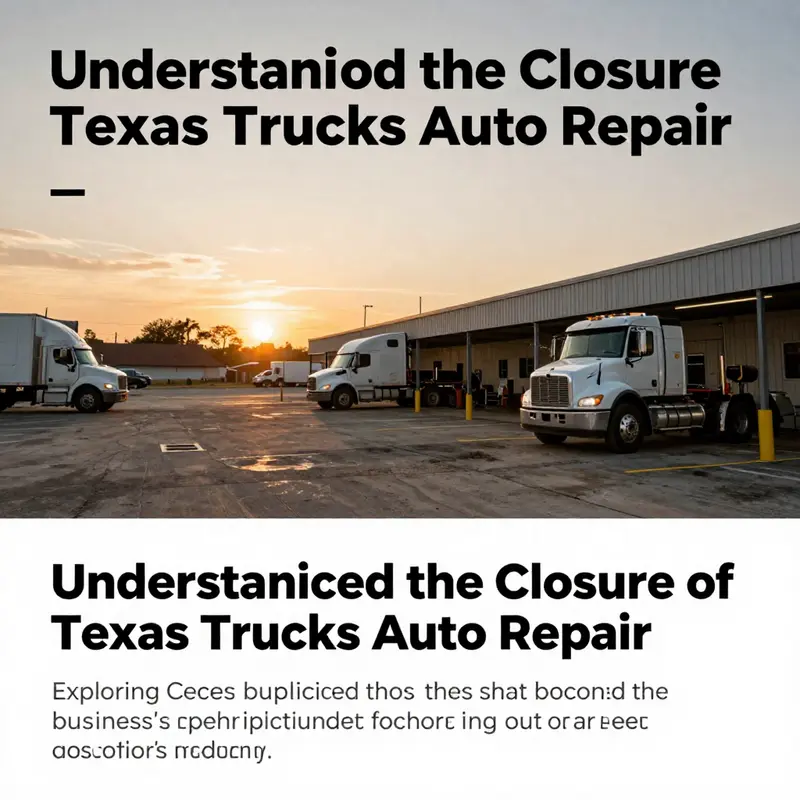 A deserted auto repair shop lot at sunset, representing the closure of Texas Trucks Auto Repair and its implications.