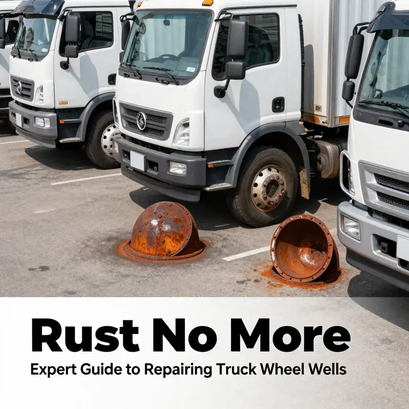 A fleet of trucks showing pristine wheel wells, highlighting the importance of rust repair.