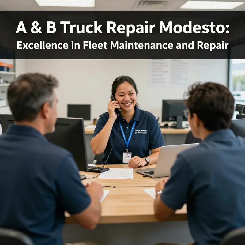 A skilled technician working diligently on a truck at A & B Truck Repair Modesto.