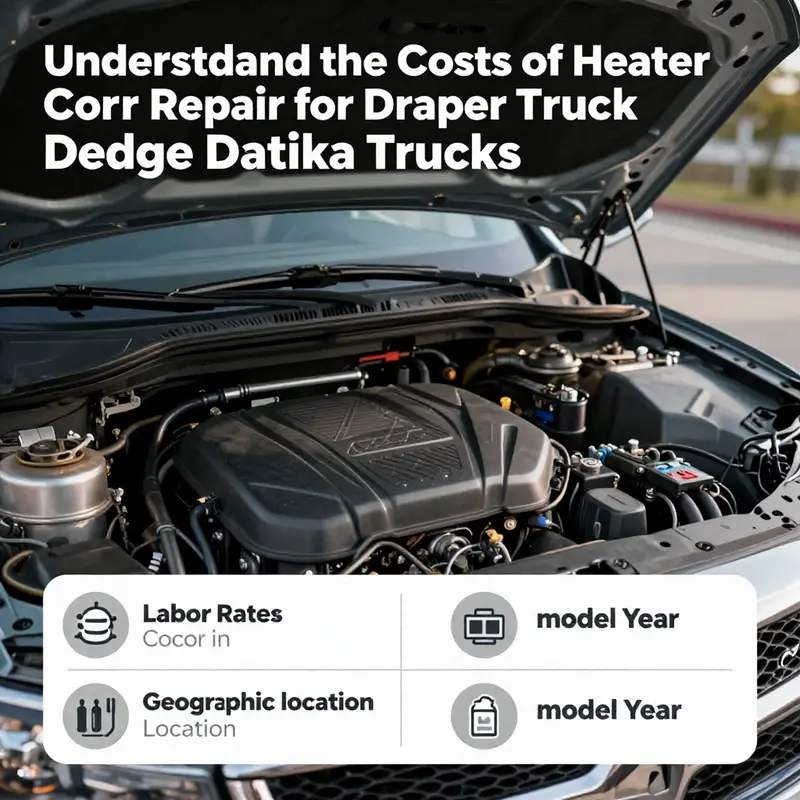 A detailed breakdown of the cost components for repairing a heater core on a Dodge Dakota truck.