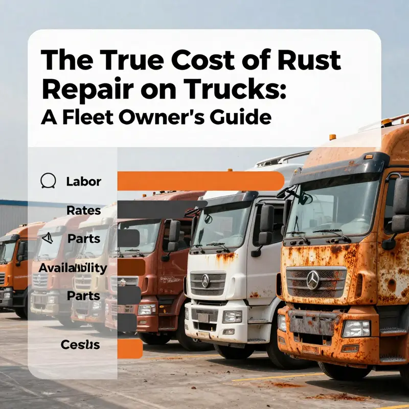Tools and truck showcasing minor surface rust repair efforts.
