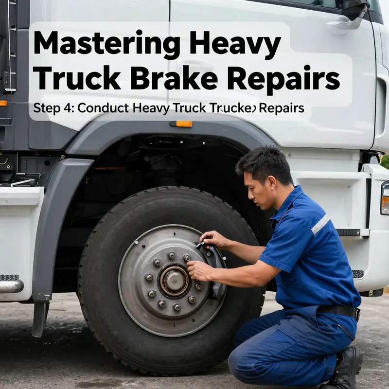 A thorough safety assessment before initiating brake repairs on a heavy truck.