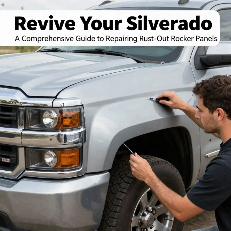 Thorough assessment of rust damage on a Chevrolet Silverado rocker panel, highlighting critical rust areas.