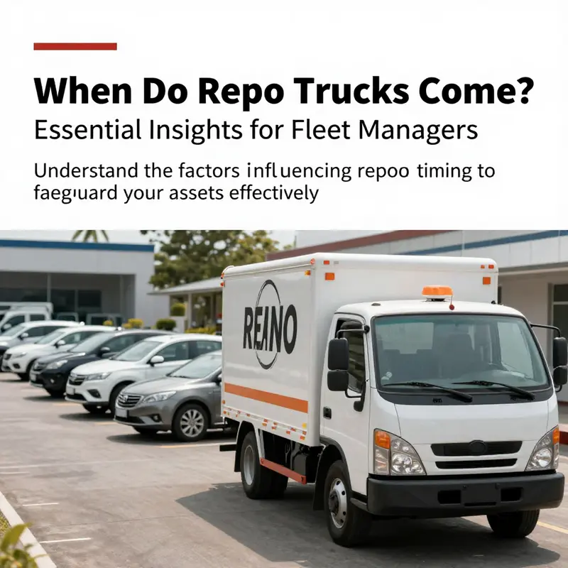 A repo truck in front of a fleet of vehicles, highlighting the critical need for awareness among fleet managers regarding repossession.
