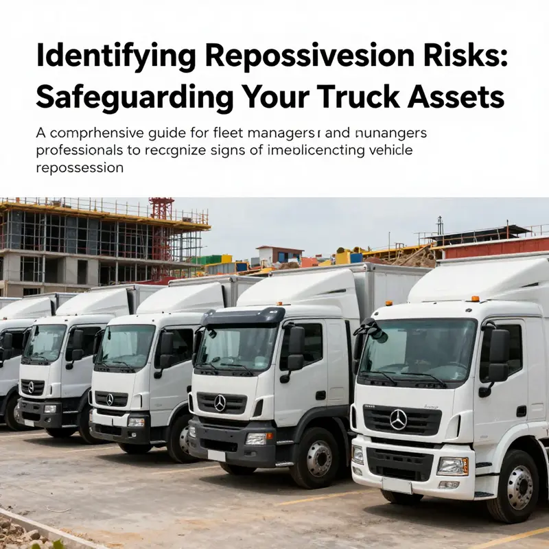 A fleet of trucks lined up in front of a construction site, emphasizing asset management.