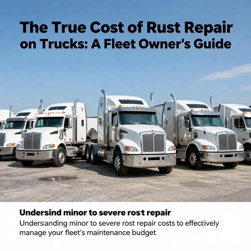 A well-maintained fleet of trucks parked in a lot, representing the significance of routine inspections and rust prevention.