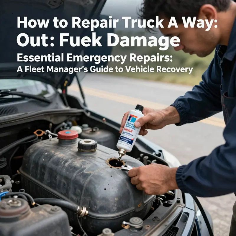 A mechanic expertly addressing a fuel line break on a truck using practical techniques.