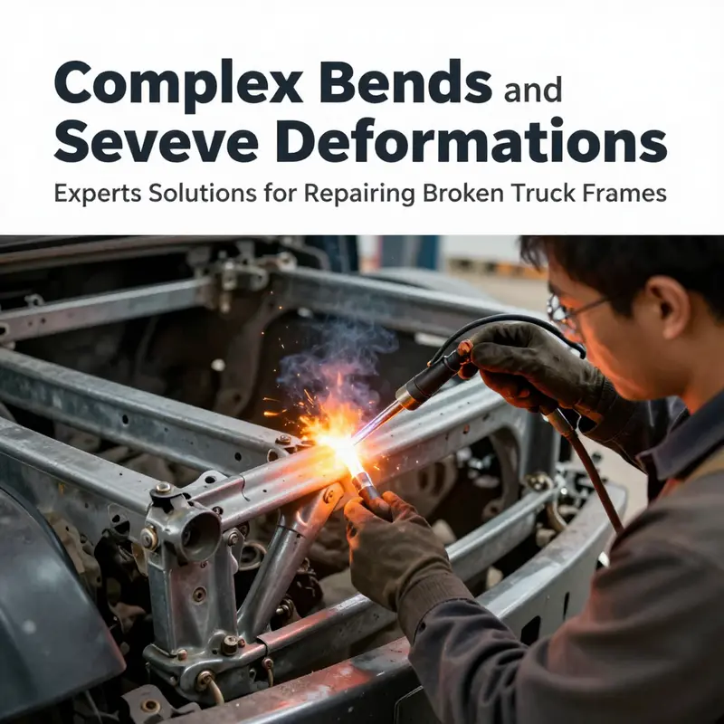 A technician assessing the truck frame to identify the extent of damage.