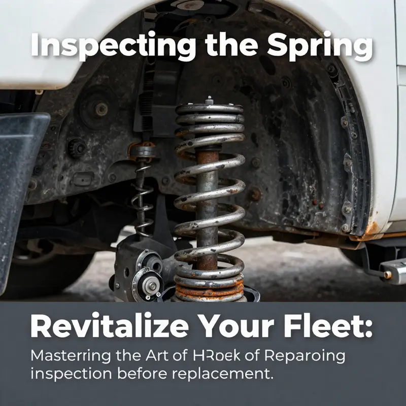 Inspection points of a truck door for diagnosing spring issues.