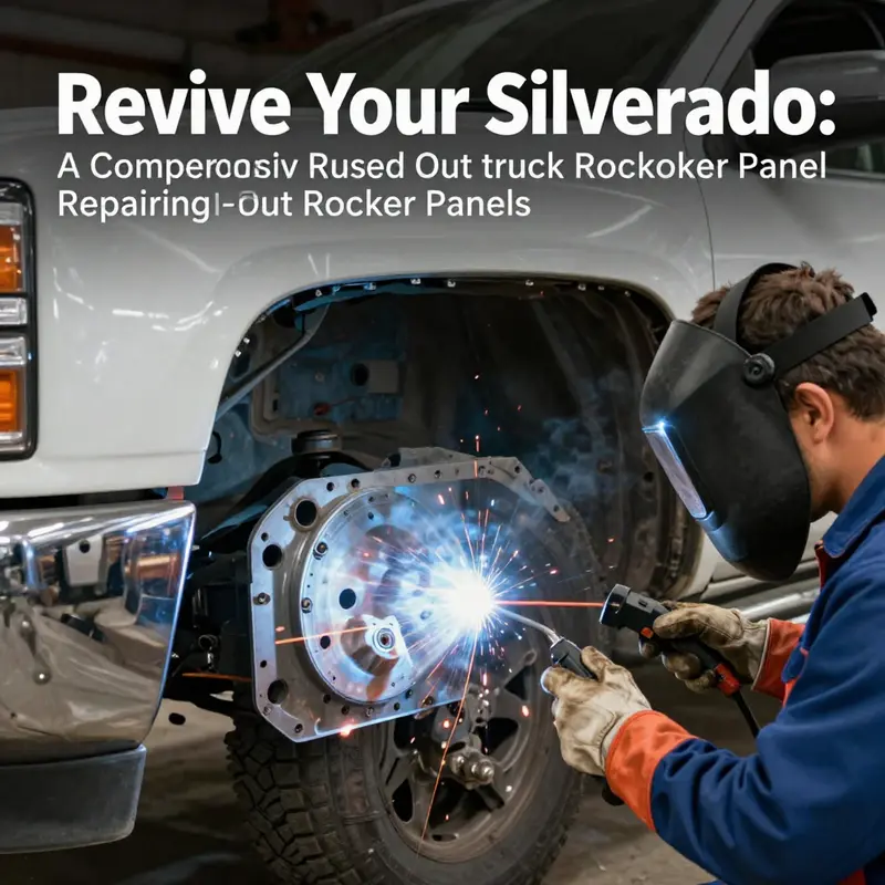 Thorough assessment of rust damage on a Chevrolet Silverado rocker panel, highlighting critical rust areas.