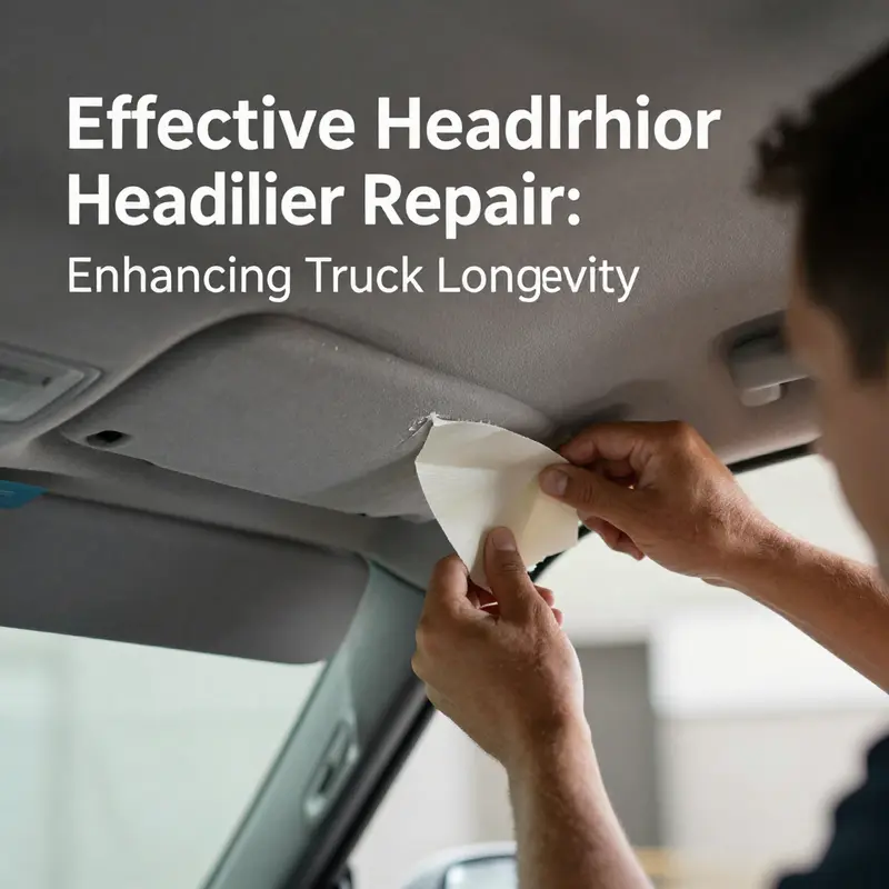 Visual assessment of truck headliner damage, indicating areas of concern for repairs.