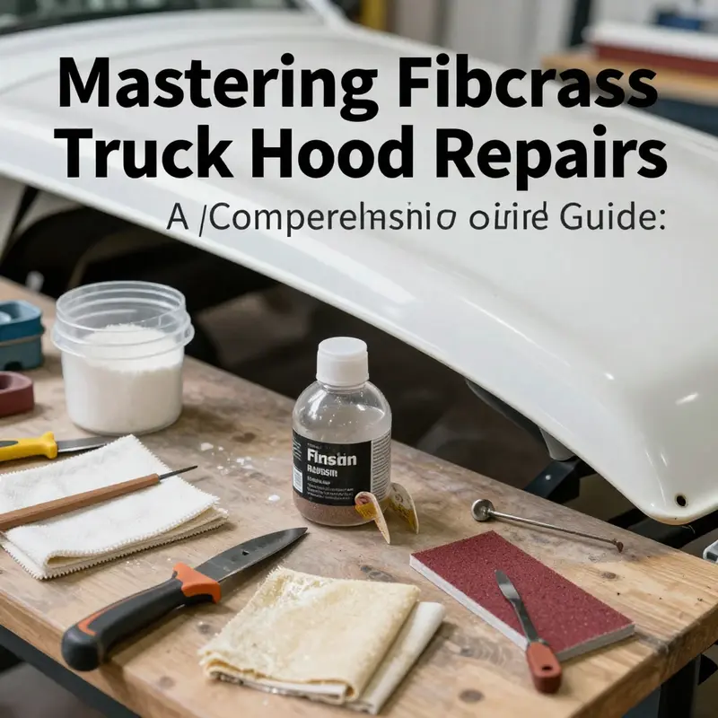 A technician applying resin to a cracked fiberglass truck hood, demonstrating DIY repair techniques.