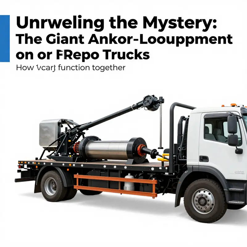 Close-up view of the heavy-duty winch on a repo truck, designed for effective vehicle recovery.