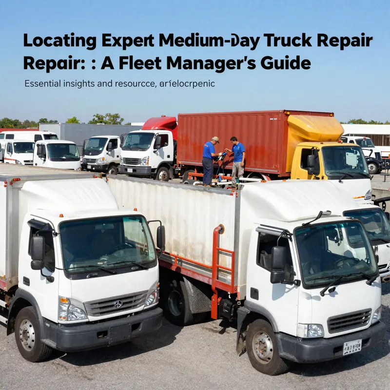 A fleet of medium-duty trucks being serviced by technicians to ensure optimal performance and reliability.