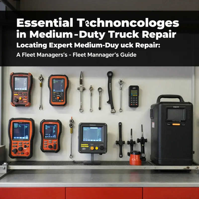 A diverse range of medium-duty trucks receiving expert repairs and maintenance.