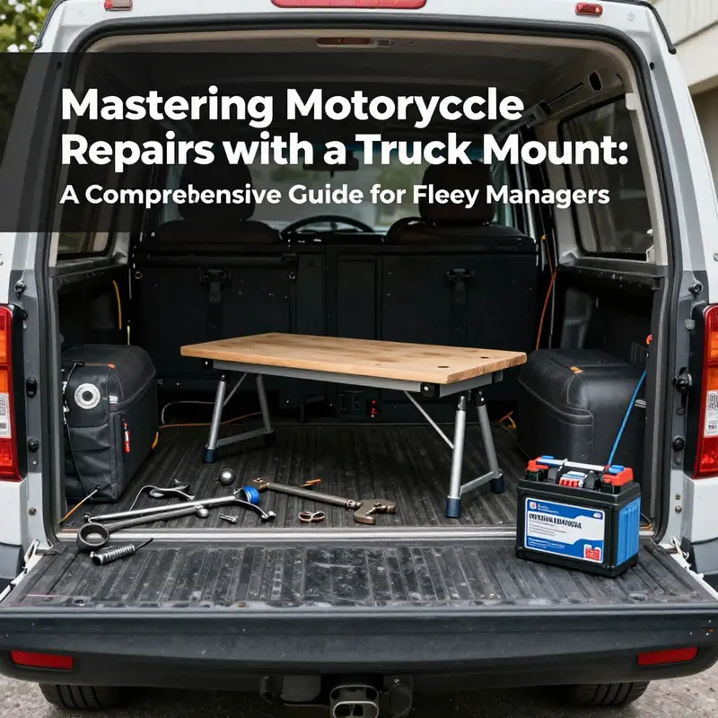 A secure motorcycle setup on a truck, illustrating safety measures for effective repairs.