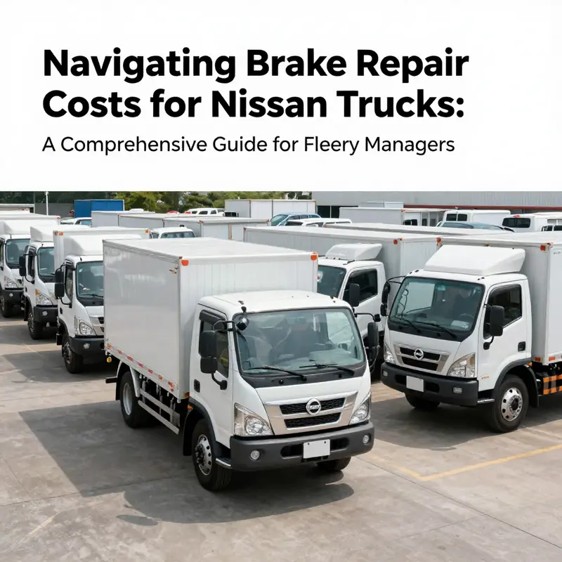 An array of Nissan trucks stationed in a logistics yard, representing fleet management and operational readiness.