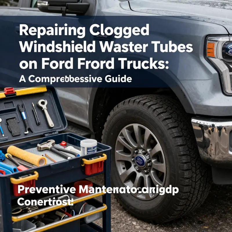 Technician inspecting a Ford truck’s windshield washer system for common issues like clogs or leaks.
