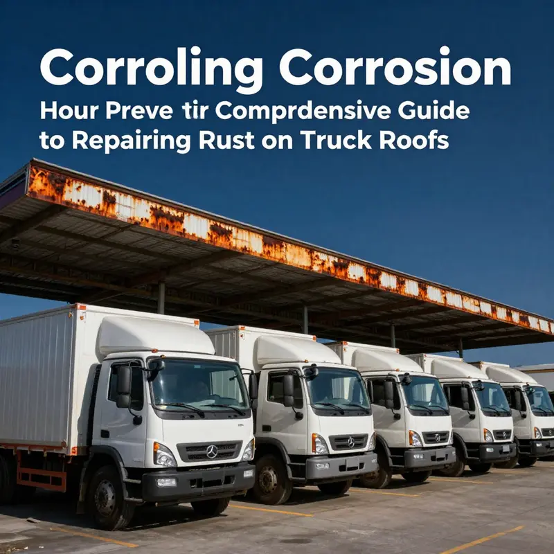 Minimally rusted truck roof prepared for minor rust repair.