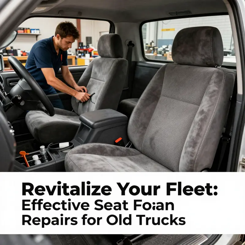 A worn-out truck seat demonstrating common foam issues faced in heavy-duty vehicles.