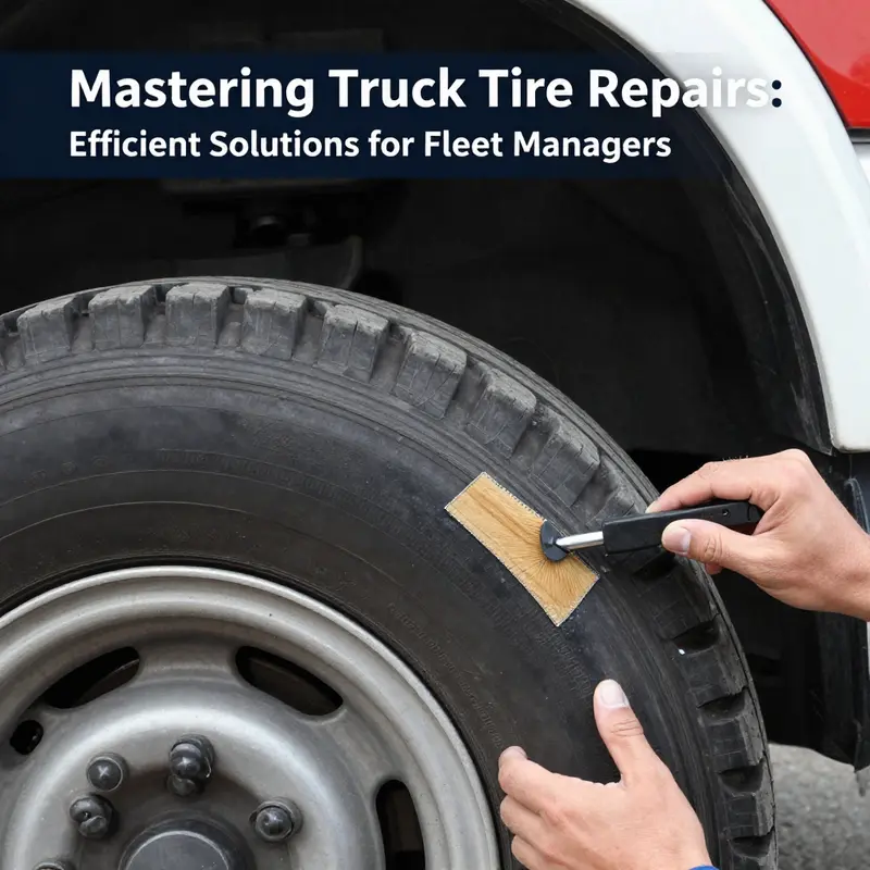 Technician inspecting the truck tire for leaks with soap and water method.