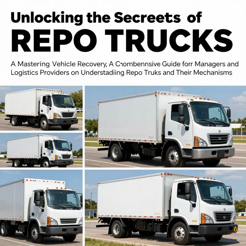 A vibrant collage of repo trucks in action across diverse recovery scenarios illustrating their importance.