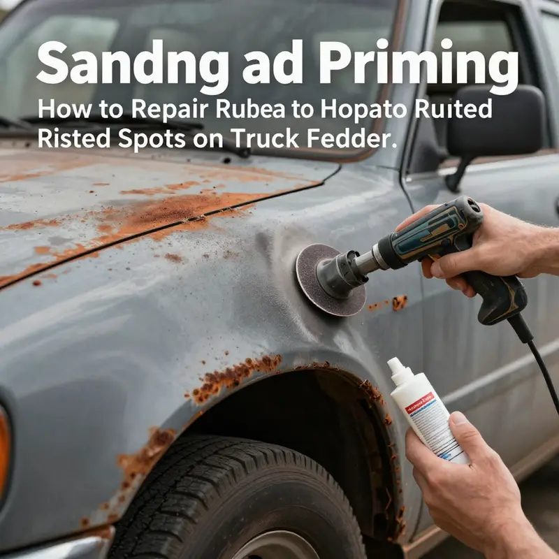 Assessment of rust damage on a truck fender, a critical first step in the repair process.