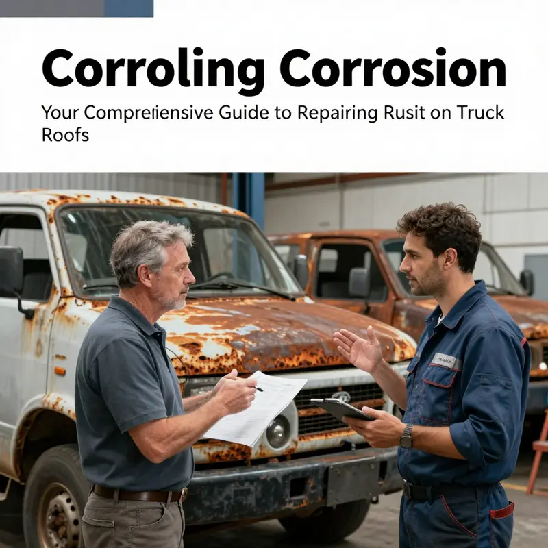 Minimally rusted truck roof prepared for minor rust repair.