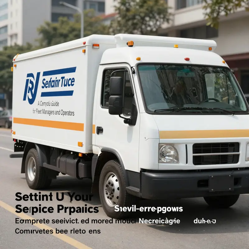 Service repair truck parked ready for mobile repairs, showcasing its professional and efficient setup.