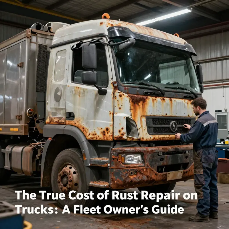 Tools and truck showcasing minor surface rust repair efforts.