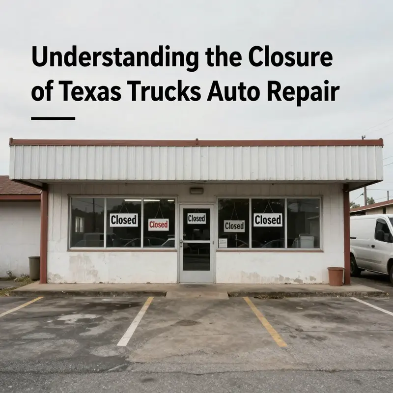 The abandoned location of Texas Trucks Auto Repair highlighting the uncertainty surrounding its closure.