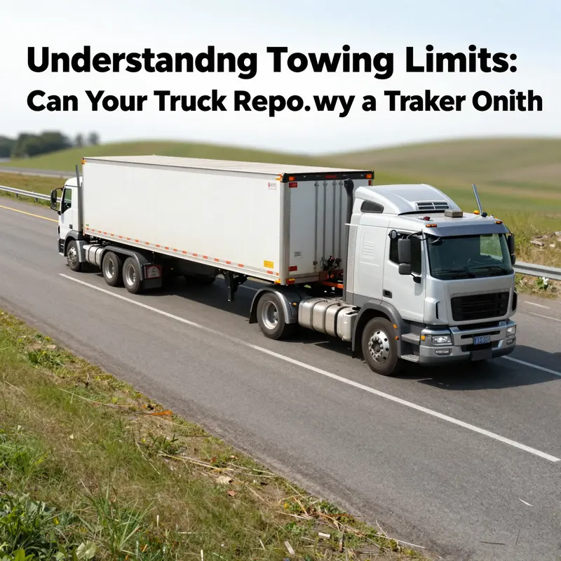 A panoramic view of a truck towing a trailer on a highway with clear skies.
