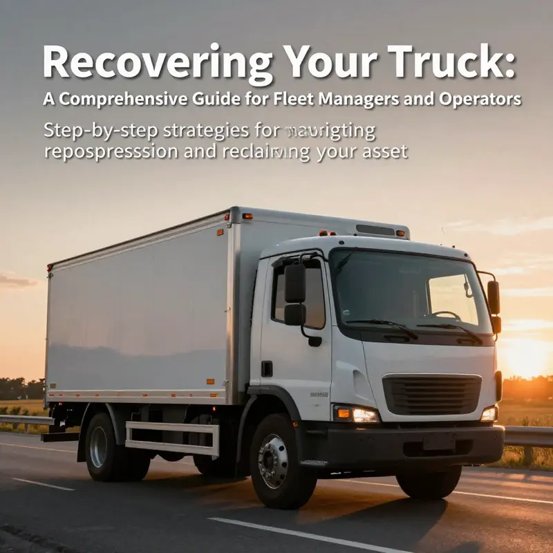 Service truck driving on a highway during sunset, symbolizing truck recovery