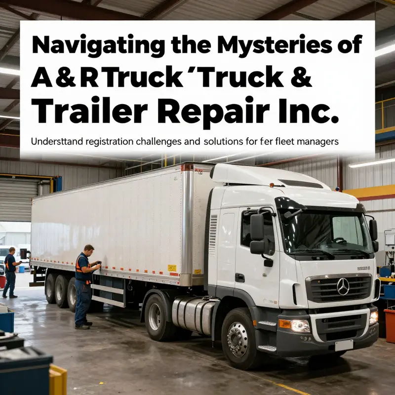A busy truck repair shop with mechanics servicing trucks and trailers, illustrating the core activities of truck maintenance.