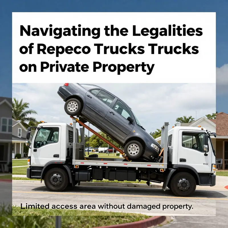 Repo trucks operating under the legal frameworks governing private property.