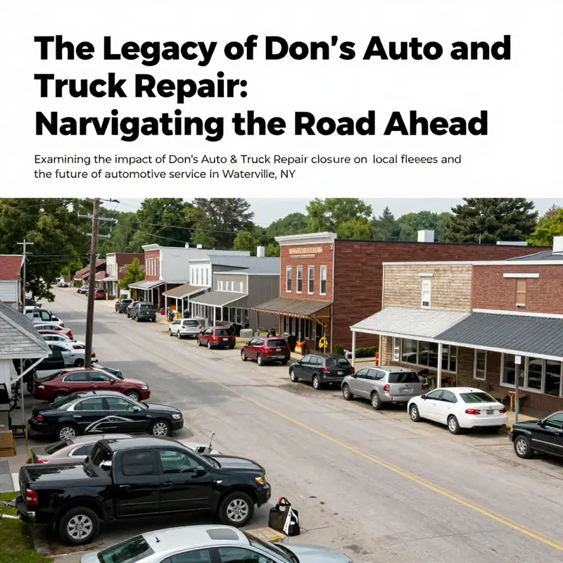 A panoramic image of Waterville, NY depicting its busy streets and community life, emphasizing the importance of local auto repair services.