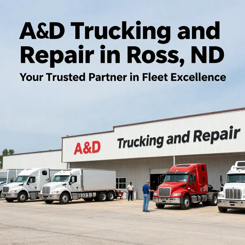 Exterior view of A&D Trucking and Repair showcasing the facility and workforce.