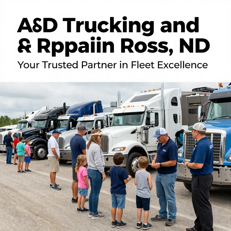 Exterior view of A&D Trucking and Repair showcasing the facility and workforce.